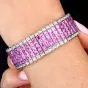 Mystery-Set Pink Sapphire & Diamond 45.80cts Wide 18K Gold Bracelet