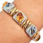 Estate  25.60cts Citrine Topaz Diamond 18K Gold Statement Bracelet