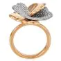 Estate Italian 1.00ct Diamond 18K Yellow White Gold Flower Ring