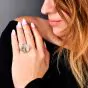 Estate Italian 1.00ct Diamond 18K White Gold Flower Ring