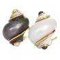 Seaman Schepps Turbo Shell Earrings with Black and White Pearls in 18K Yellow Gold