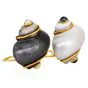 Seaman Schepps Turbo Shell Earrings with Black and White Pearls in 18K Yellow Gold