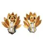 Vintage chic sapphire 18k Yellow Gold Floral Leaf Clip  Earrings