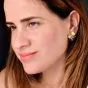 Vintage chic sapphire 18k Yellow Gold Floral Leaf Clip  Earrings