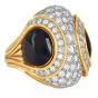18K Gold Platinum Black Jade & Diamond Dome Cocktail Ring 
