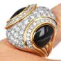 18K Gold Platinum Black Jade & Diamond Dome Cocktail Ring 