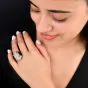 18K Gold Platinum Black Jade & Diamond Dome Cocktail Ring 