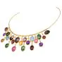 GIA Multicolor Tourmaline Cabochon Diamond 18K Gold Fringe Necklace 