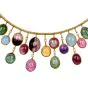 GIA Multicolor Tourmaline Cabochon Diamond 18K Gold Fringe Necklace 