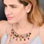 GIA Multicolor Tourmaline Cabochon Diamond 18K Gold Fringe Necklace 