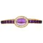 Estate 18K Yellow Gold Amethyst and Diamond Halo Bracelet