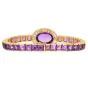 Estate 18K Yellow Gold Amethyst and Diamond Halo Bracelet