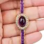Estate 18K Yellow Gold Amethyst and Diamond Halo Bracelet