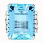 GIA Certified 25.50 carat Aquamarine Diamond 14K Gold Cocktail Ring |Dover Jewelry|