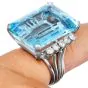 GIA Certified 25.50 Carat Aquamarine Diamond 14K Gold Cocktail Ring |Dover Jewelry|