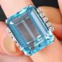 GIA Certified 25.50 Carat Aquamarine Diamond 14K Gold Cocktail Ring |Dover Jewelry|