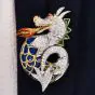 Vintage 18K Gold Dragon Diamond 9.50cts Enamel Brooch|Dover Jewelry|