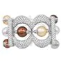 14K White Gold Pearl 20.64cts Diamond Multi-Row Statement Bracelet |Dover Jewelry|