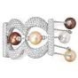 14K White Gold Pearl 20.64cts Diamond Multi-Row Statement Bracelet |Dover Jewelry|