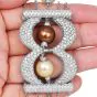 14K White Gold Pearl 20.64cts Diamond Multi-Row Statement Bracelet |Dover Jewelry|