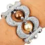 14K White Gold Pearl 20.64cts Diamond Multi-Row Statement Bracelet |Dover Jewelry|