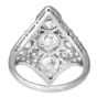 Art Deco Old European Cut 3.35 Carat Diamond Platinum Navette Ring