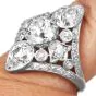 Art Deco Old European Cut 3.35 Carat Diamond Platinum Navette Ring