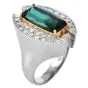 Green Tourmaline 8.06cts Diamond Platinum 18K Gold Sculptural Ring