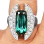 Green Tourmaline 8.06cts Diamond Platinum 18K Gold Sculptural Ring