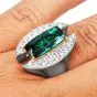 Green Tourmaline 8.06cts Diamond Platinum 18K Gold Sculptural Ring