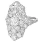Antique Art Deco Old European Cut Diamond Platinum Navette Ring 