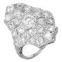 Antique Art Deco Old European Cut Diamond Platinum Navette Ring 