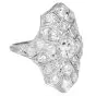Antique Art Deco Old European Cut Diamond Platinum Navette Ring 