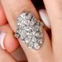 Antique Art Deco Old European Cut Diamond Platinum Navette Ring 