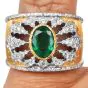  Mario Buccellati Emerald Diamond 18K Wide Statement Ring