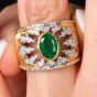  Mario Buccellati Emerald Diamond 18K Wide Statement Ring