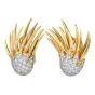 1980s Diamond Flame 18K Gold Clip-On Earrings