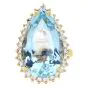 Estate 14K Gold 20.60cts Pear Aquamarine & Diamond Cocktail Ring/Pendant
