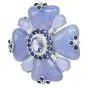 Estate Floral Chalcedony Tanzanite Sapphire Diamond 18K White Gold Pin Brooch