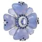 Estate Floral Chalcedony Tanzanite Sapphire Diamond 18K White Gold Pin Brooch