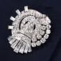 Antique Art Deco 7.60ct Diamond Platinum Spray Double Pin Brooch