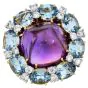 Valentain Margo Amethyst, Aquamarine & Diamond Clip Earrings