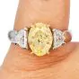 3.02cts Fancy Yellow Oval Diamond Platinum Three Stone Engagement Ring
