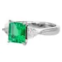 1.92 carats GIA Emerald Diamond Platinum Three Stone Ring 