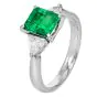 1.92 carats GIA Emerald Diamond Platinum Three Stone Ring 
