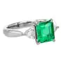 1.92 carats GIA Emerald Diamond Platinum Three Stone Ring 