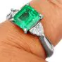 1.92 carats GIA Emerald Diamond Platinum Three Stone Ring 