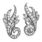 Vintage Deco Platinum Diamond Floral Clip-On Earrings 