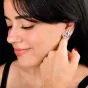 Vintage Deco Platinum Diamond Floral Clip-On Earrings 