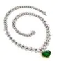 Vintage Riviera Diamond Emerald Heart Platinum Necklace